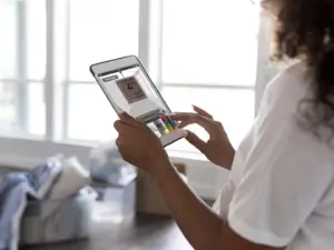 Woman using interior architecture software on a tablet